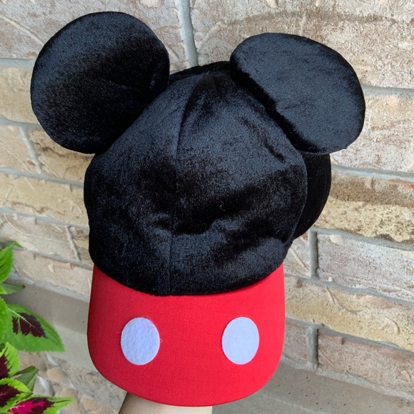 Vintage DISNEY Mickey Mouse Baseball Hat with Ears Youth Kids One Size Stretch - Picture 1 of 16